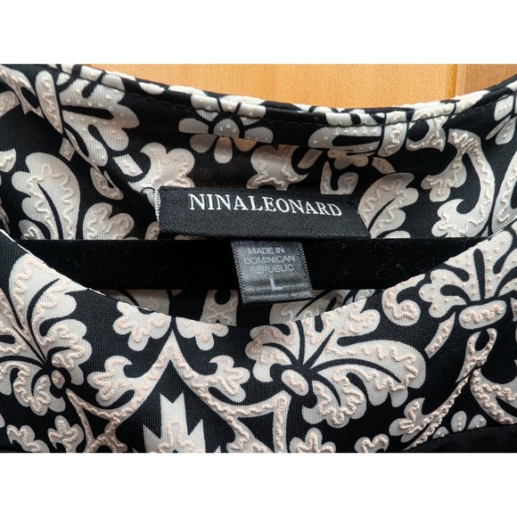 Nina Leonard Size L Cold Shoulders Bell Sleeves 3/4 Stretch Dress Pullover - Picture 4 of 10